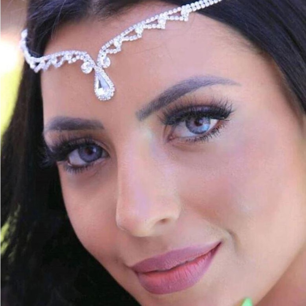 Rhinestone Waterdrop Bridal Hair Chain in Silver